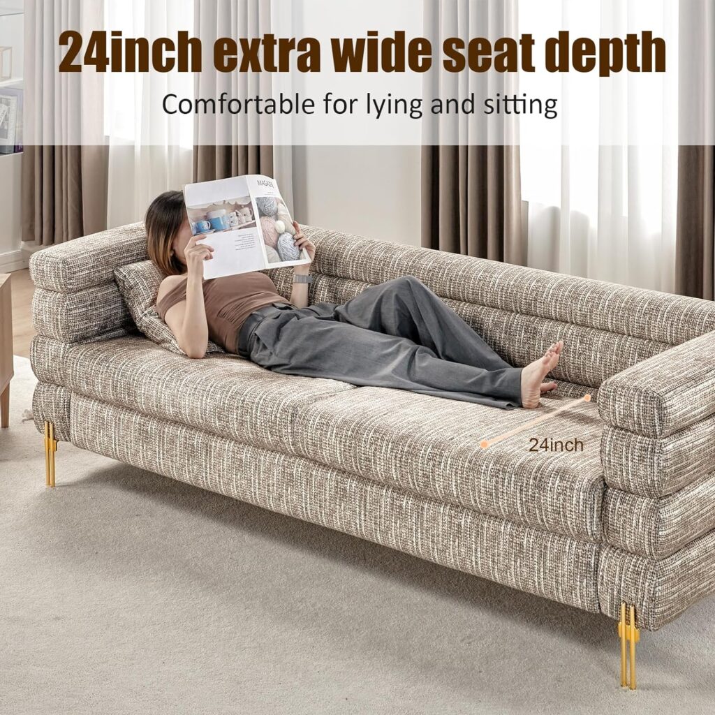 AMERLIFE Modern Sofa Couch, 24Extra Deep Seat Sofa for Living Room, 85 inch Oversized Sofa, 3 Seat Sofa, Sectional Couch Set, Calico : Sports  Outdoors