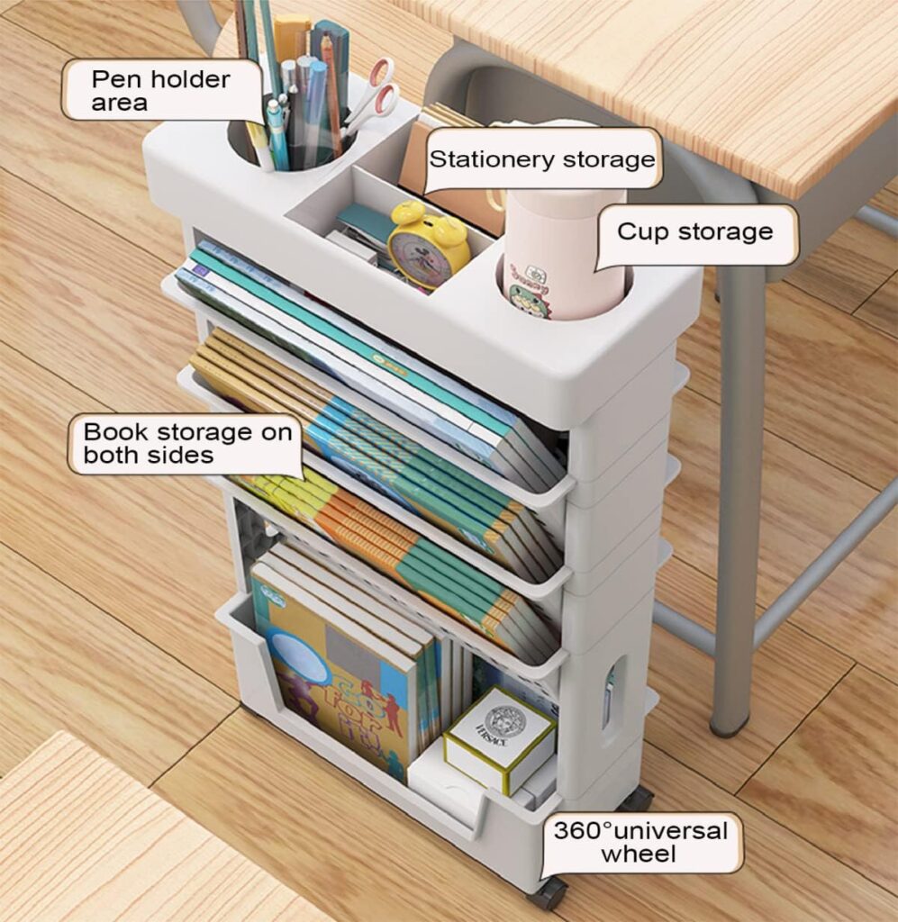 APBATS 5 Tier Book Rack Storage Bookshelf, Removable Movable Unique Bookcase, Utility Organizer White Bookshelves for Kids Children Students Study in Bedroom Living Room Home School : Home  Kitchen