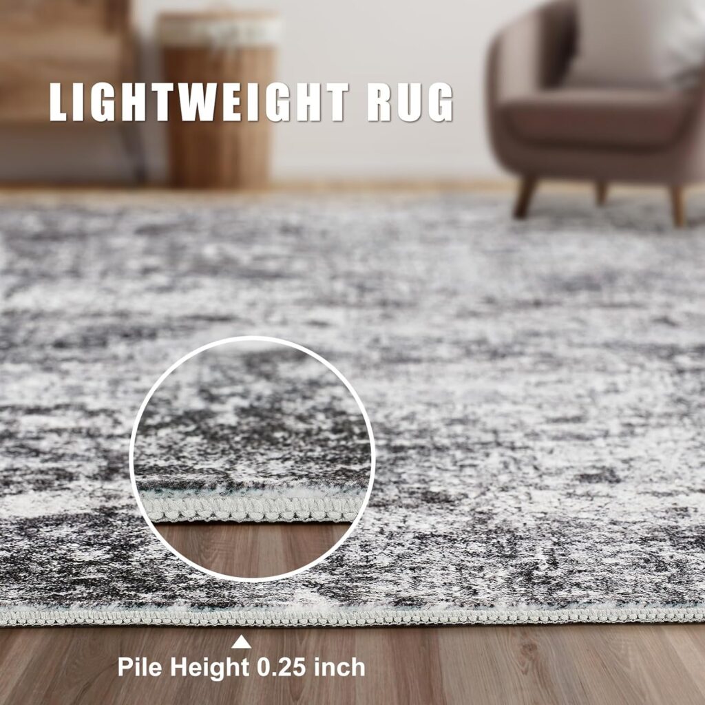 Area Rug Living Room Rugs - 8x10 Abstract Large Soft Indoor Washable Rug Neutral Modern Low Pile Carpet for Bedroom Dining Room Farmhouse Home Office - Beige Blue