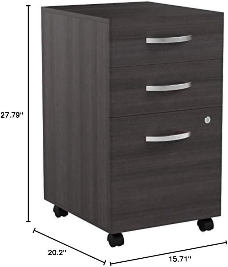 Bush Business Furniture Studio C 3 Drawer Mobile File Cabinet-Assembled, Rolling Document Storage for Home or Professional Office, 16W, Storm Gray