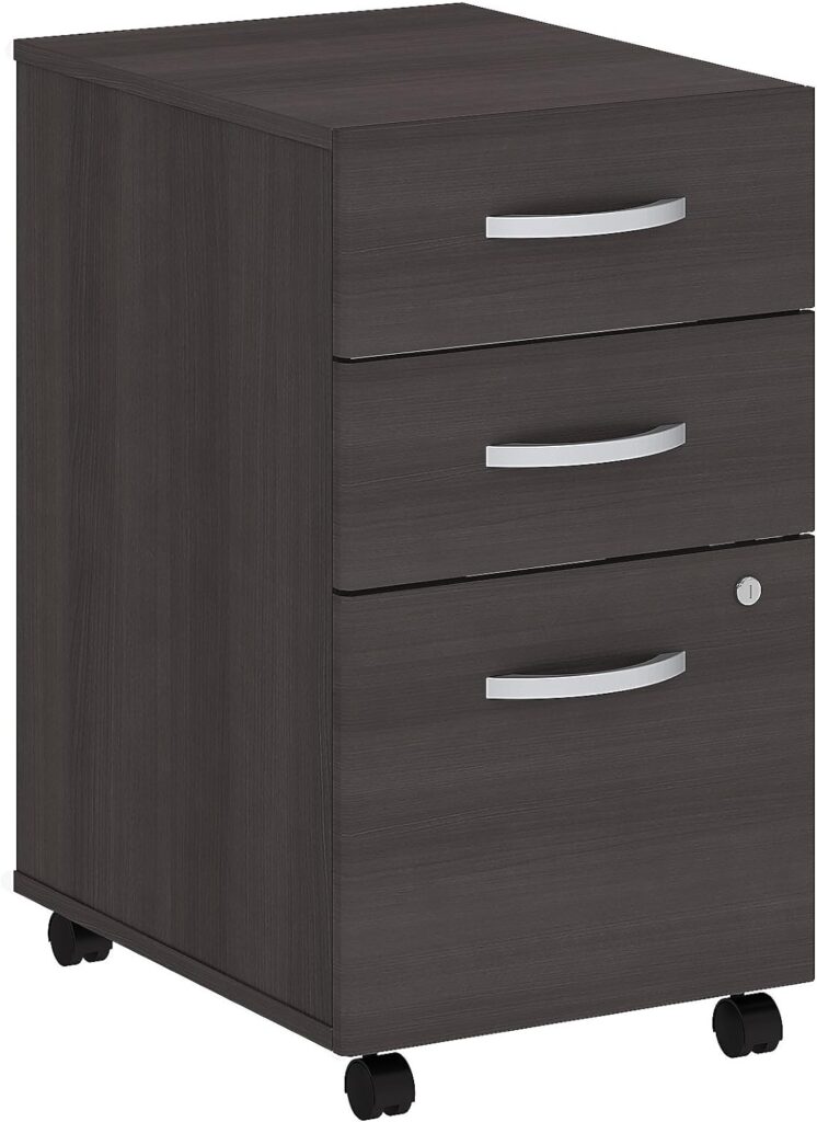 Bush Business Furniture Studio C 3 Drawer Mobile File Cabinet-Assembled, Rolling Document Storage for Home or Professional Office, 16W, Storm Gray