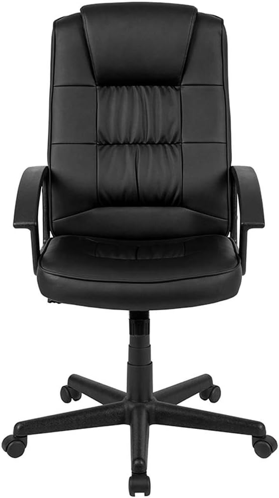 Flash Furniture Biscayne Flash Fundamentals High Back Black LeatherSoft-Padded Task Office Chair with Arms