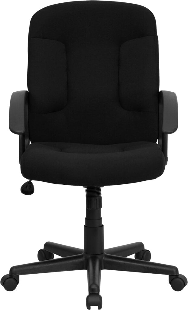 Flash Furniture Garver Mid-Back Black Fabric Executive Swivel Office Chair with Nylon Arms