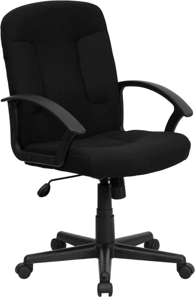 Flash Furniture Garver Mid-Back Black Fabric Executive Swivel Office Chair with Nylon Arms