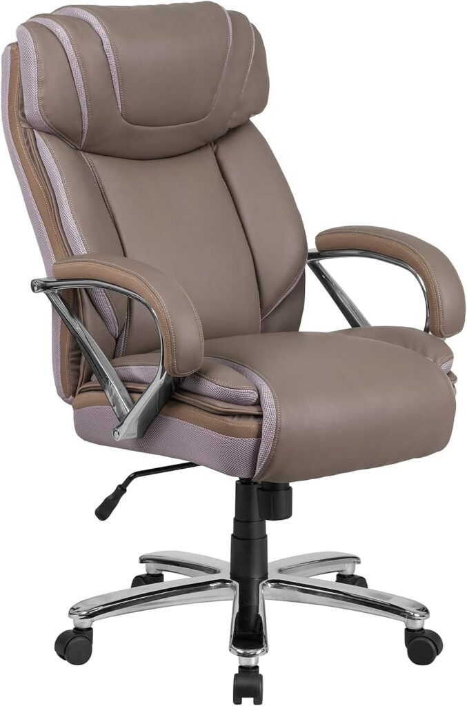 Flash Furniture HERCULES Series Big  Tall 500 lb. Rated Taupe LeatherSoft Executive Swivel Ergonomic Office Chair with Extra Wide Seat