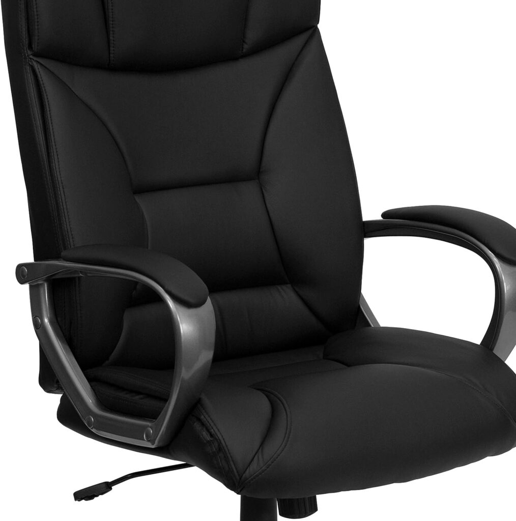 Flash Furniture High Back Black LeatherSoft Executive Swivel Office Chair with Arms 49.25 x 26.25 x 25