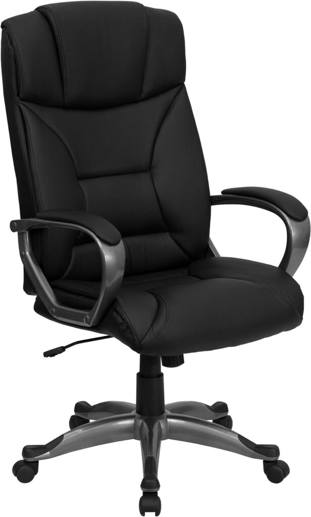 Flash Furniture High Back Black LeatherSoft Executive Swivel Office Chair with Arms 49.25 x 26.25 x 25