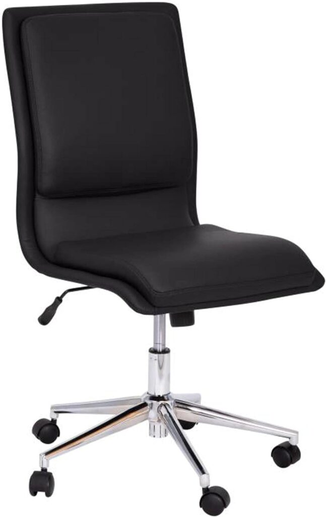 Flash Furniture Madigan Task Office Chair - Luxurious Black LeatherSoft Upholstery - Padded Mid-Back and Seat - Height Adjustable Chrome Base - Armless