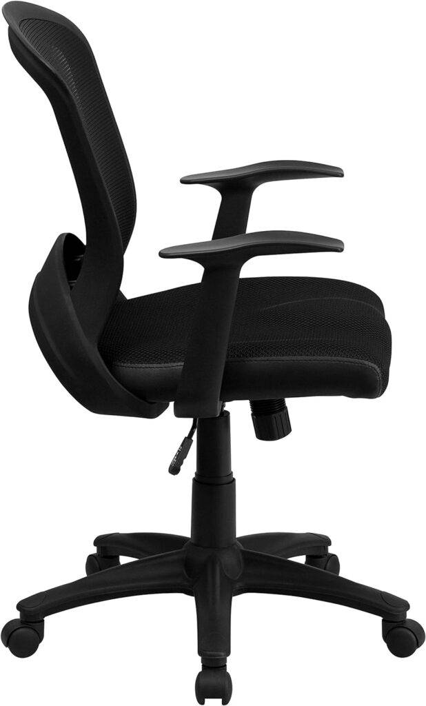 Flash Furniture Manny Mid-Back Designer Black Mesh Swivel Task Office Chair with Arms