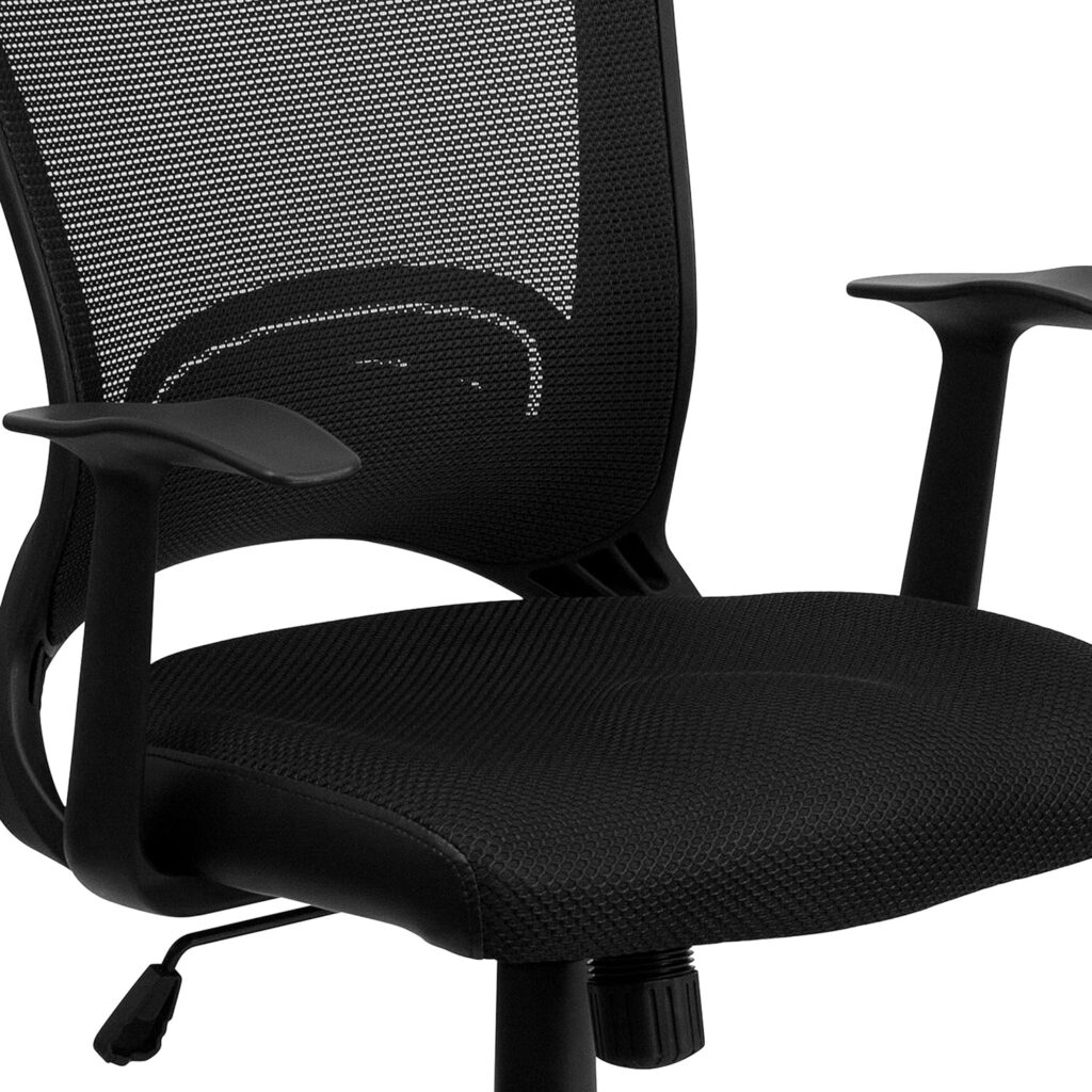 Flash Furniture Manny Mid-Back Designer Black Mesh Swivel Task Office Chair with Arms