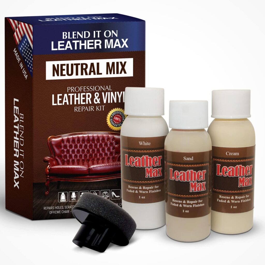 Leather Max Quick Blend Refinish and Repair Kit, Restore Couches, Recolor Furniture  Repair Car Seats, Jackets, Sofa, Boots / 3 Color Shades to Blend with/Leather Vinyl Bonded and More (Neutral Mix)