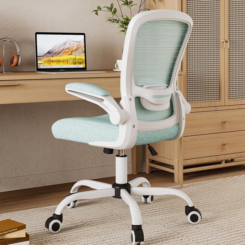 Mimoglad Home Office Chair, High Back Desk Chair, Ergonomic Mesh Computer Chair with Adjustable Lumbar Support and Thickened Seat Cushion (Modern, Tiffany Blue)