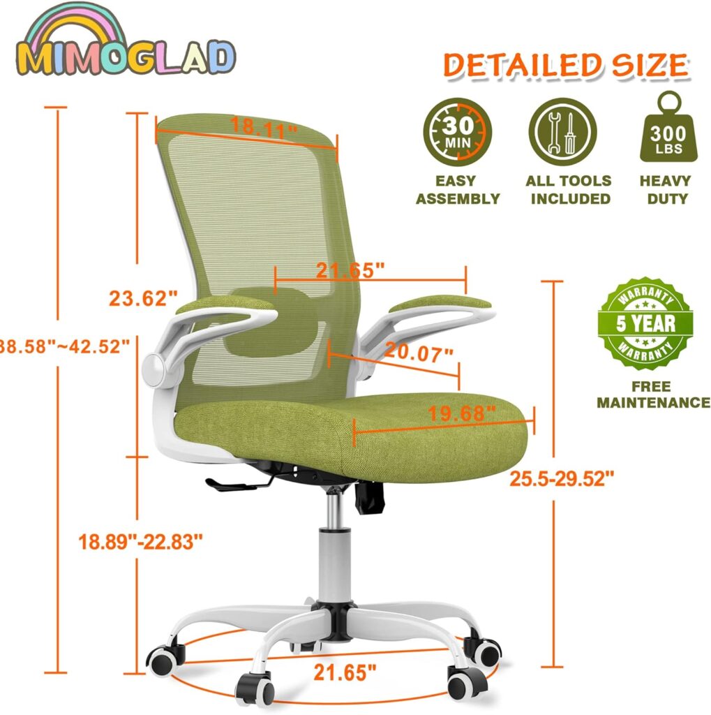 Mimoglad Home Office Chair, High Back Desk Chair, Ergonomic Mesh Computer Chair with Adjustable Lumbar Support and Thickened Seat Cushion (Modern, Tiffany Blue)