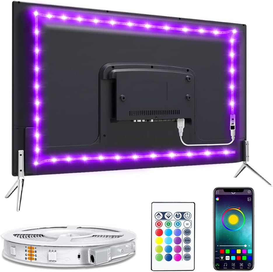 Nexlux LED Lights for 58 Inch TV, Backlight 8.2ft USB LED Light Strip APP Controlled with Remote, DIY Colors TV LED for Gaming Lights