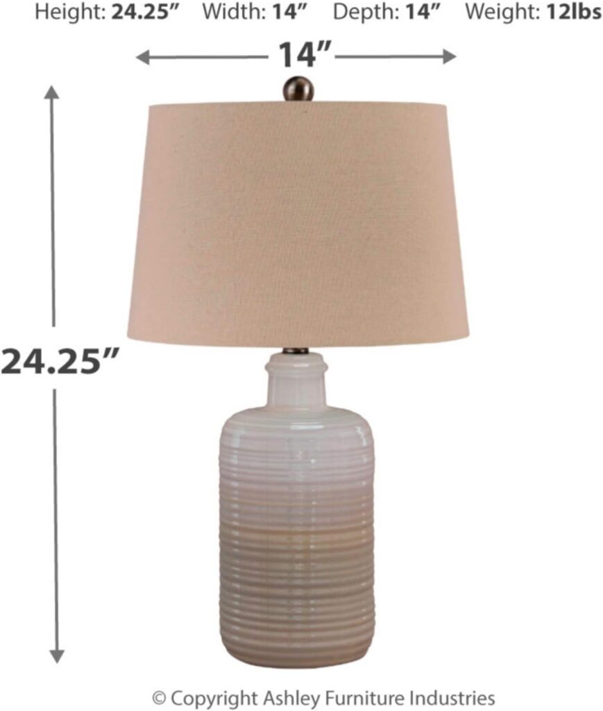 Signature Design by Ashley Marnina 25.5 Neutral Ceramic Table Lamp Set, 2 Count, Taupe