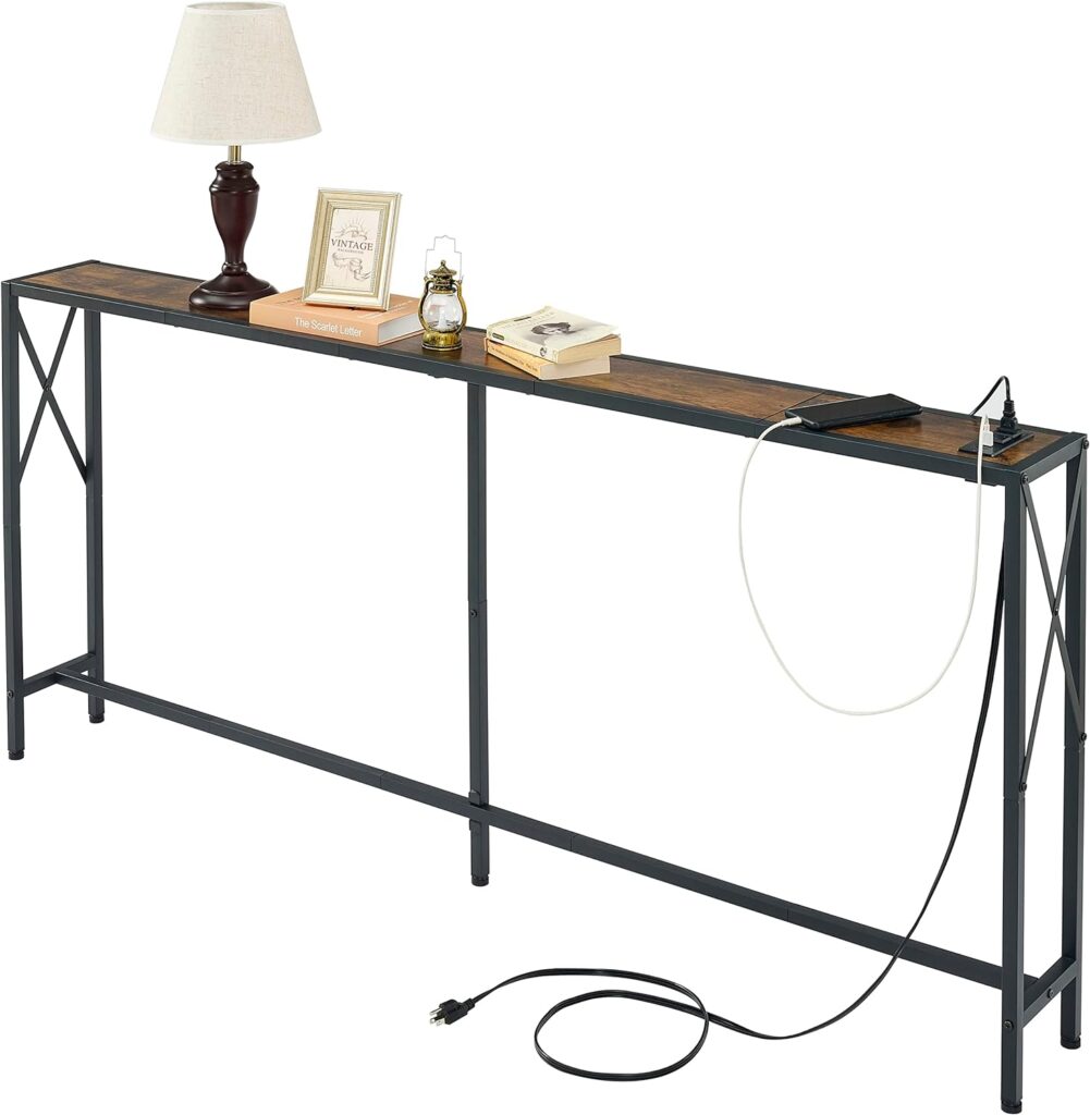 Gewudraw Console Table, Narrow Sofa Table, Entryway Table, Industrial Sofa Table for Hallway, Living Room, Bedroom, Long Console Table