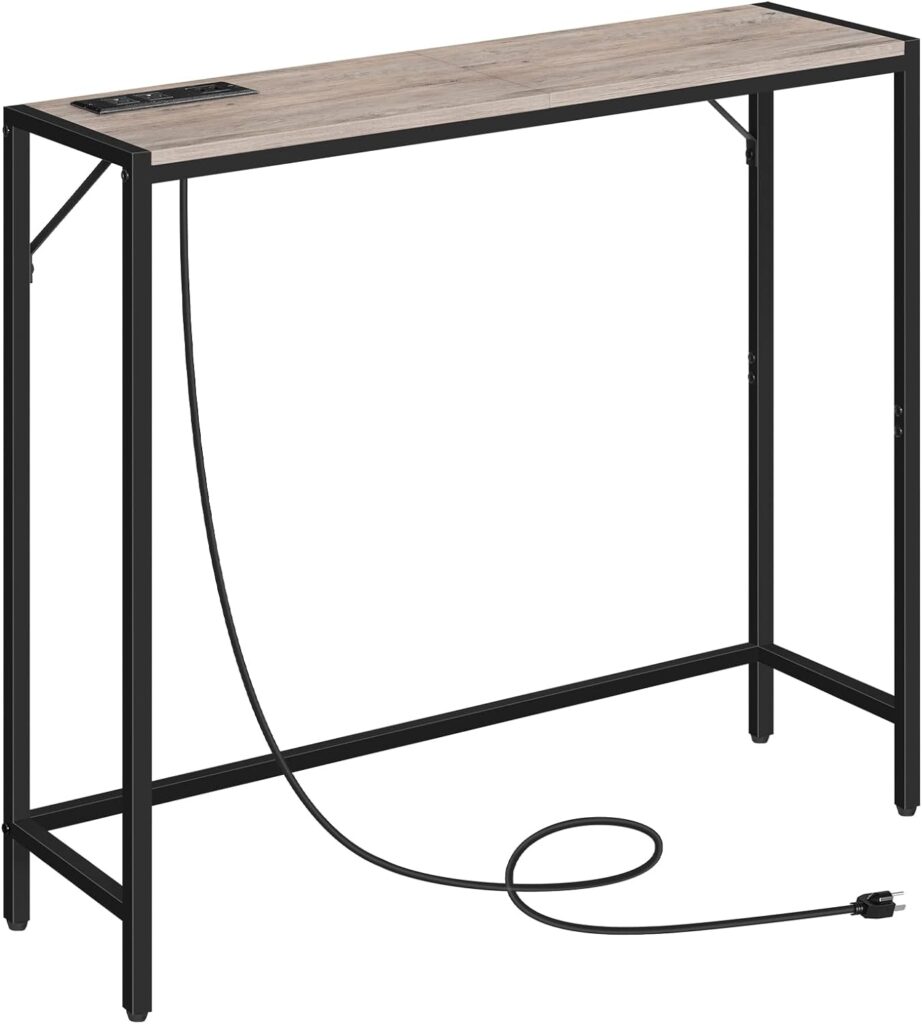 MAHANCRIS Console Table with Power Station, 30.1” Entryway Table, Behind Sofa Table, Industrial Style, Outlets and USB Ports, Sturdy, for Living Room, Entryway, Foyer, Corridor, Greige CTHG76E01