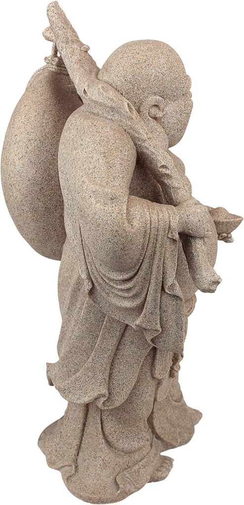 Design Toscano Praying Baby Buddha Asian Garden Statue, Antique Stone