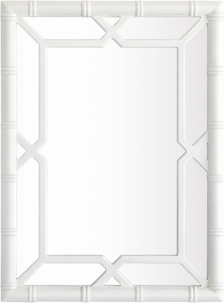 SORBARIA Bamboo-Look Solid Wood Window Pane Mirror 23 X 31 - White