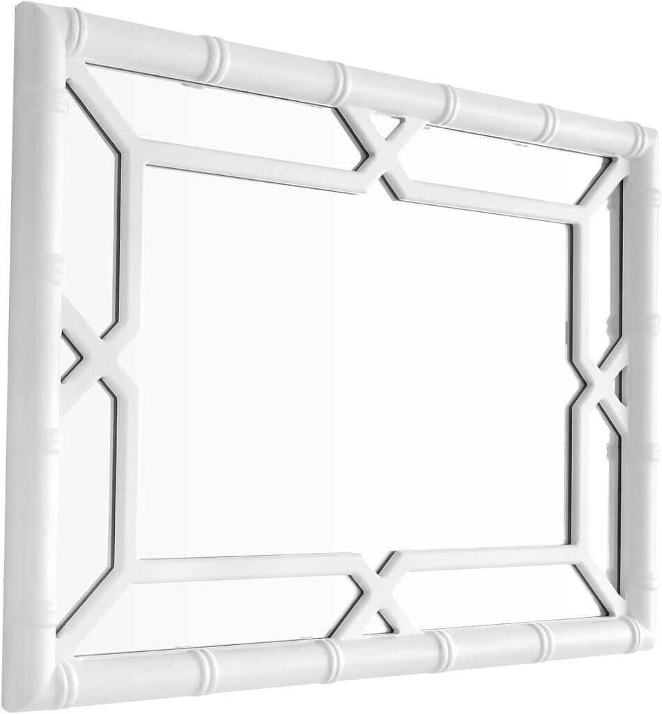 SORBARIA Bamboo-Look Solid Wood Window Pane Mirror 23 X 31 - White