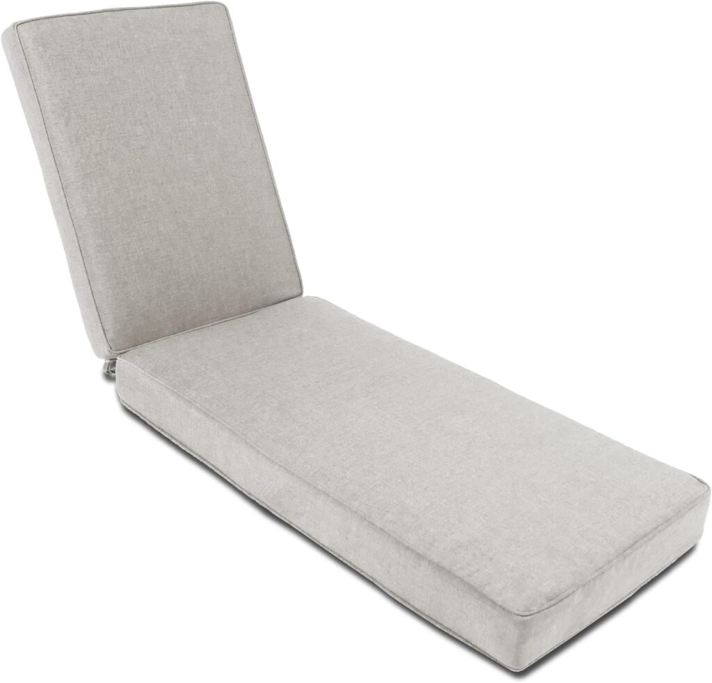 Sundale Outdoor Water-Resistant Olefin Chaise Lounge Cushions, Outdoor/Indoor Durable Thick Lounger Pad with Adjustable Straps, Perfect for Yard, Patio, Poolside (Light Gray, 80 W x 26 D x 4 T)