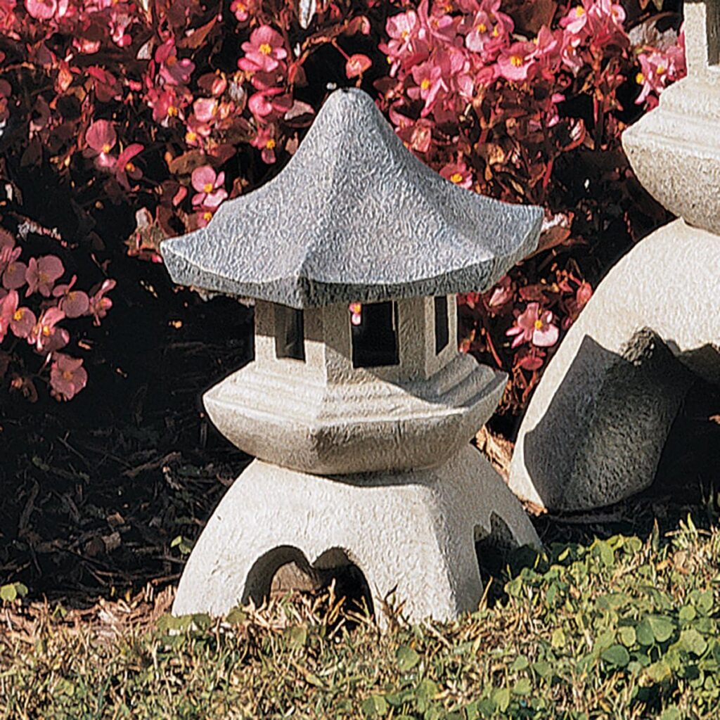 Design Toscano Asian Decor Pagoda Lantern Outdoor Statue, Large 17 Inch, Set of Two, Polyresin, Two Tone Stone