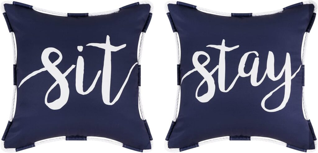 ASPMIZ Outdoor Pillow Covers 18 x 18 Inch, Waterproof Blue Throw Pillow Covers for Patio Furniture Couch, Navy Decorative Cushion Cover, Spring Summer Pillow Cases for Sofa Chair Garden, Set of 2