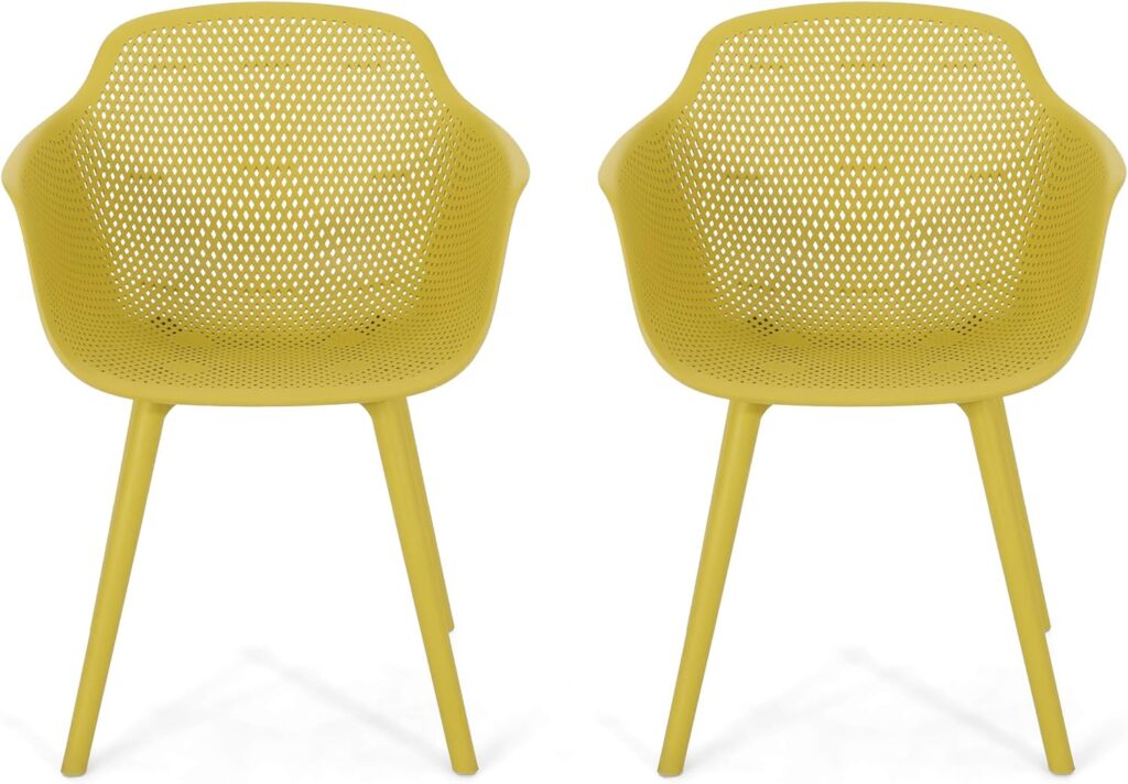 Christopher Knight Home Davina Outdoor Dining Chair (Set of 2), Yellow