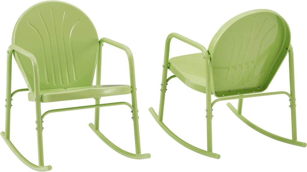 Crosley Furniture CO1013-KL Griffith Retro Metal Outdoor Rocking Chairs, Key Lime Gloss