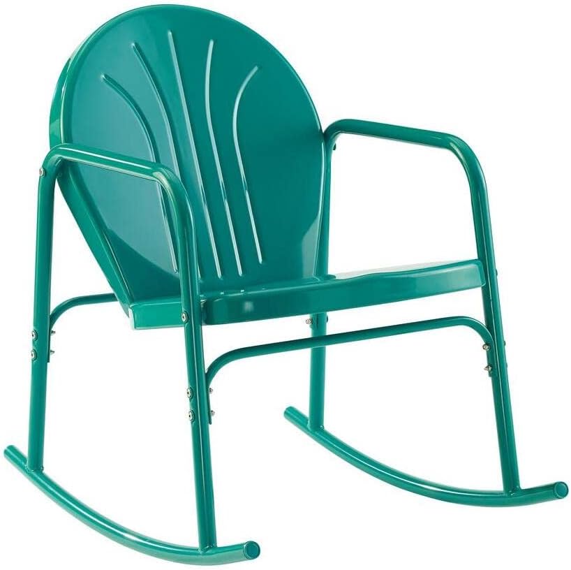 Crosley Furniture CO1013-KL Griffith Retro Metal Outdoor Rocking Chairs, Key Lime Gloss