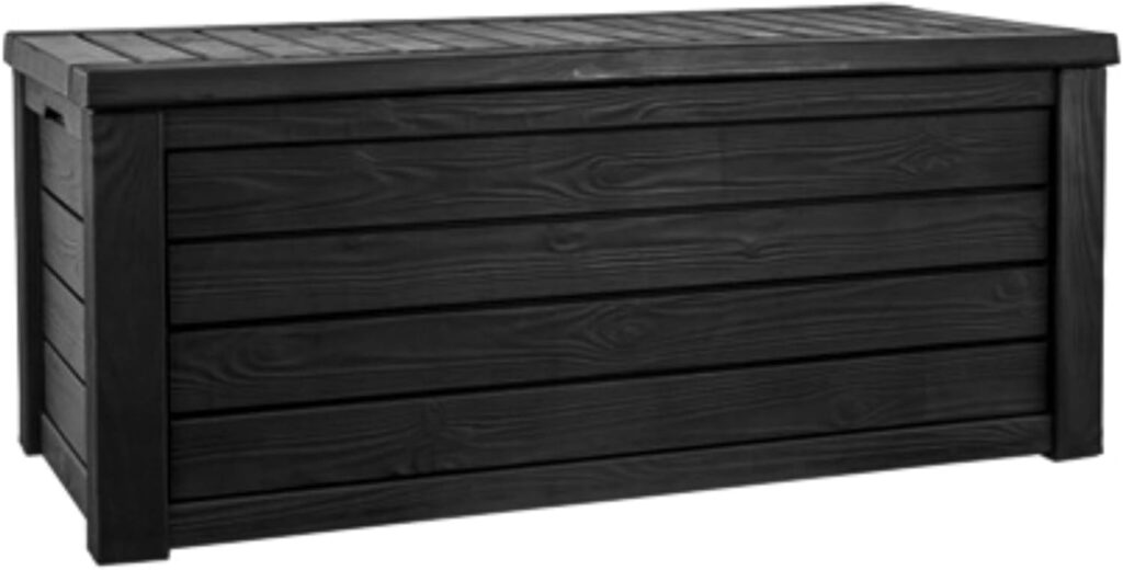 Keter City 30 Gallon Resin Deck Box for Patio Furniture, Pool Accessories, and Storage for Outdoor Toys, Dark Grey