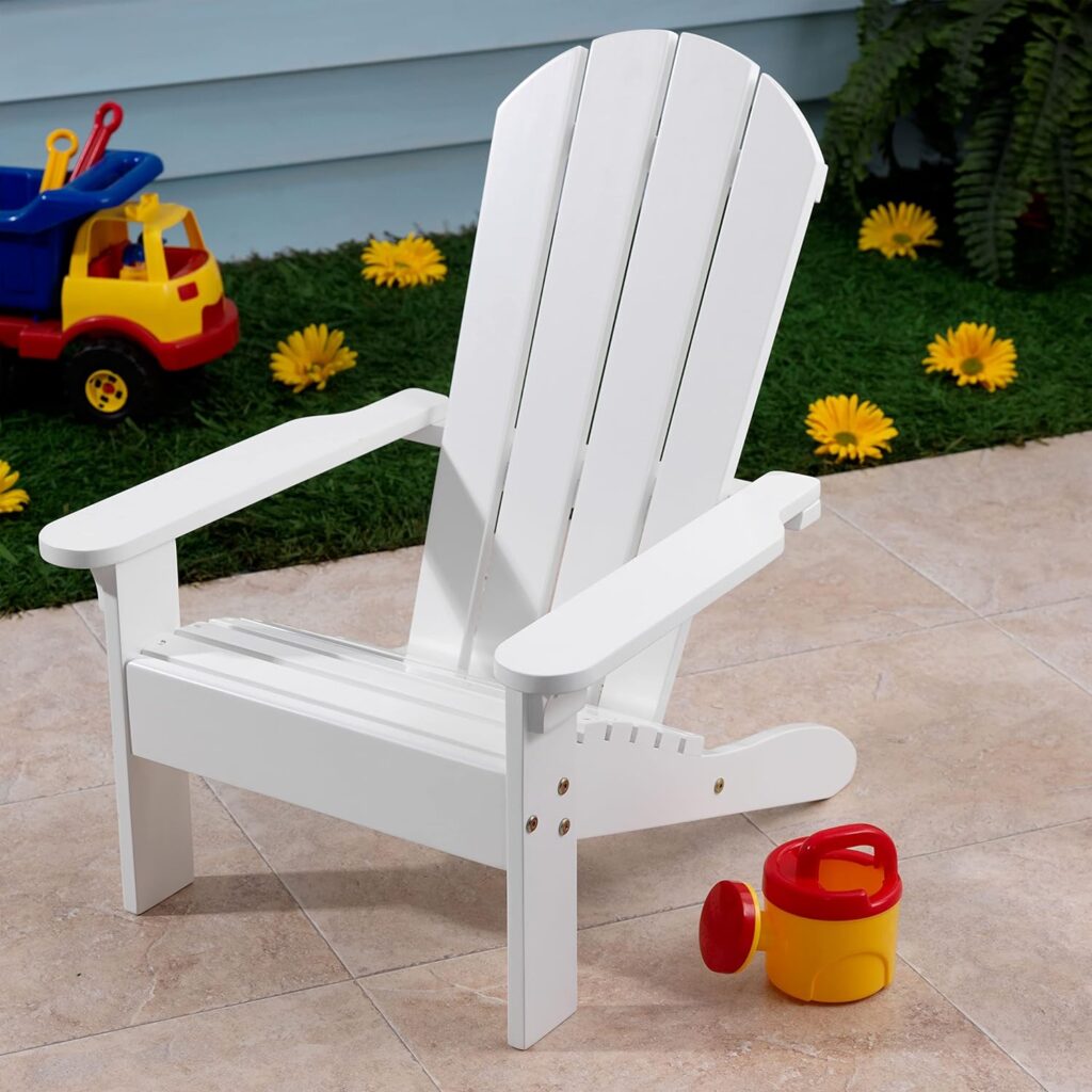 KidKraft Wooden Adirondack Childrens Outdoor Chair, Kids Patio Furniture, White, Gift for Ages 3-8