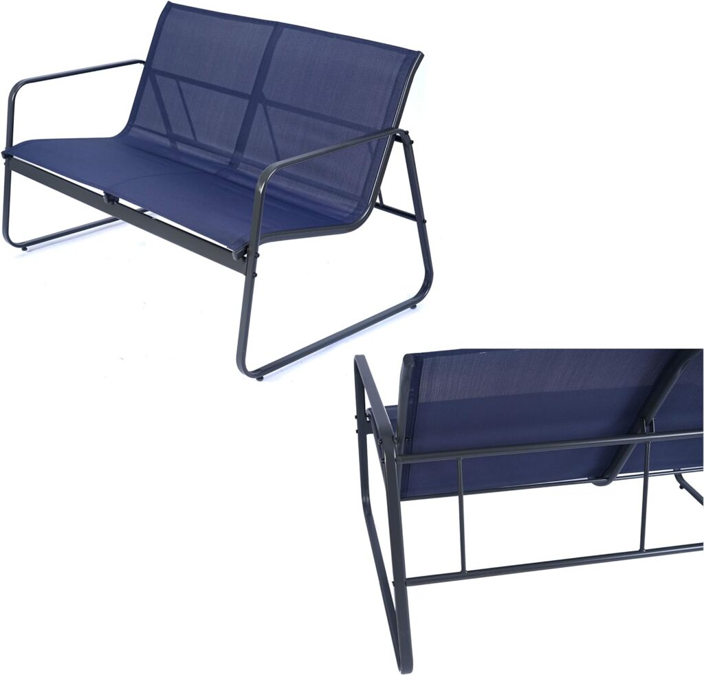 Kozyard Sofia 4 Pieces Patio/Outdoor Furniture Conversation Set with Strong Powder Coated Metal Frame, Includes One Love Seat, Two Single Chairs and One Table for Front Porch, Balcony, Backyad (Gray)