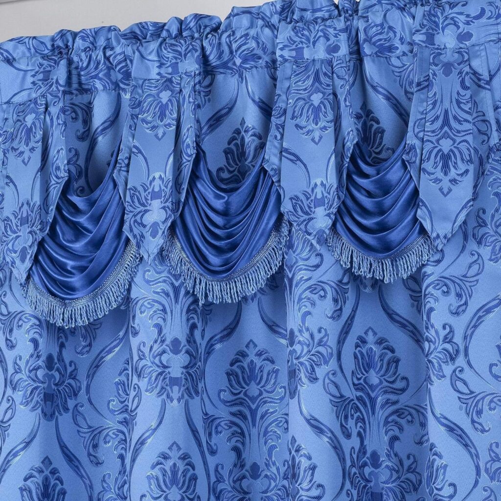 All American Collection New 4 Piece Drape Set with Attached Valance and Sheer with 2 Tie Backs Included (63 Length, Black)