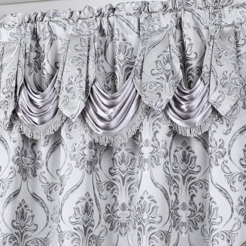 All American Collection New 4 Piece Drape Set with Attached Valance and Sheer with 2 Tie Backs Included (63 Length, Black)