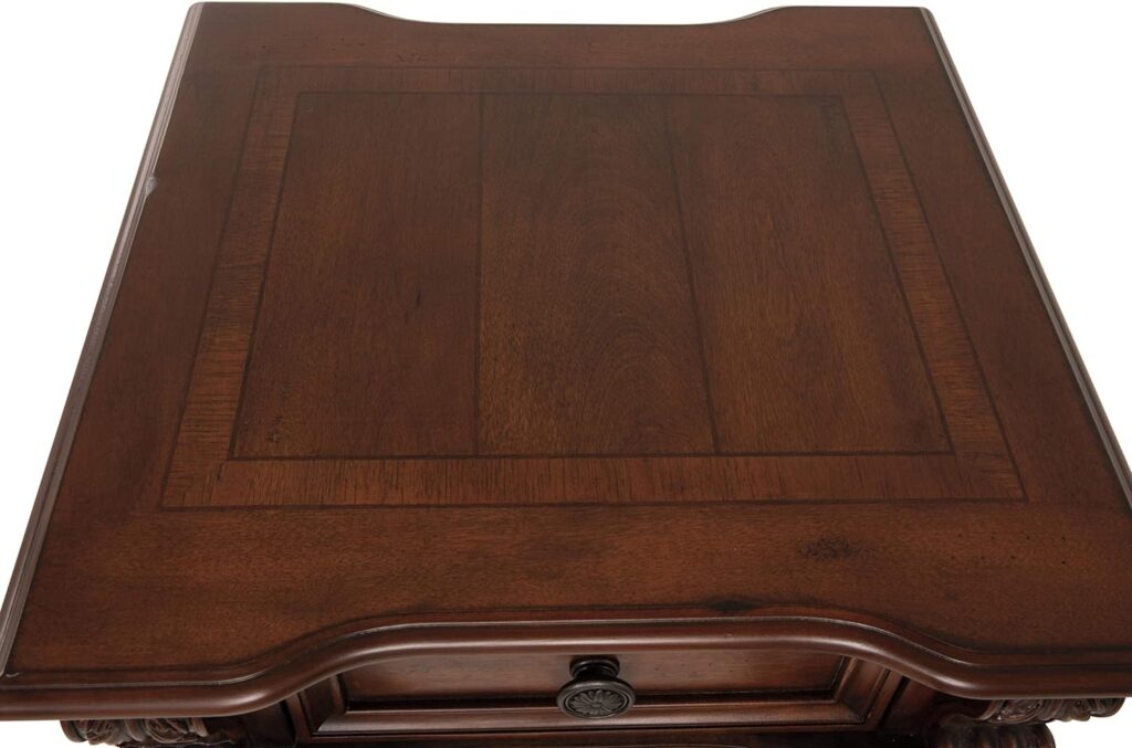 Signature Design by Ashley Alymere Traditional Square End Table, Hand-Finished with 1 Storage Drawer, Dark Brown