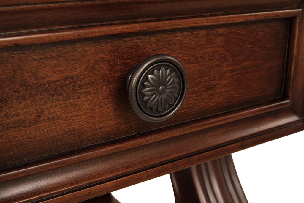 Signature Design by Ashley Alymere Traditional Square End Table, Hand-Finished with 1 Storage Drawer, Dark Brown