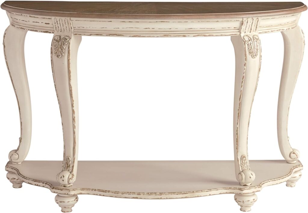 Signature Design by Ashley Realyn French Country Two Tone Round End Table, Chipped White