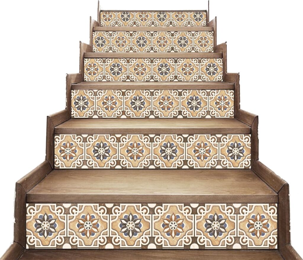 AMAZING WALL Talavera Spanish Bohemian Tiles Style Stairs Self Adhesive Decoration Wall Sticker Set