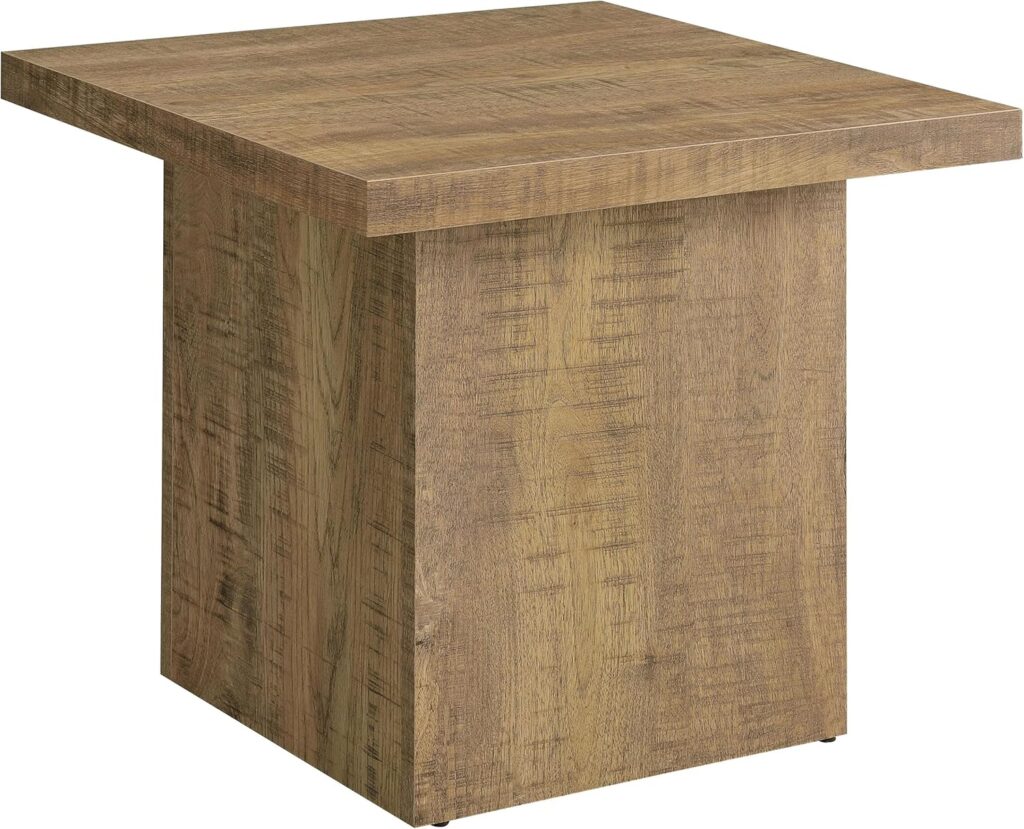 Coaster Home Furnishings Zetta Square Living Room End Table Sofa Side Table Engineered Eco-Friendly Wood Look Laminate Veneer Rustic Farmhouse Mango Brown 708067