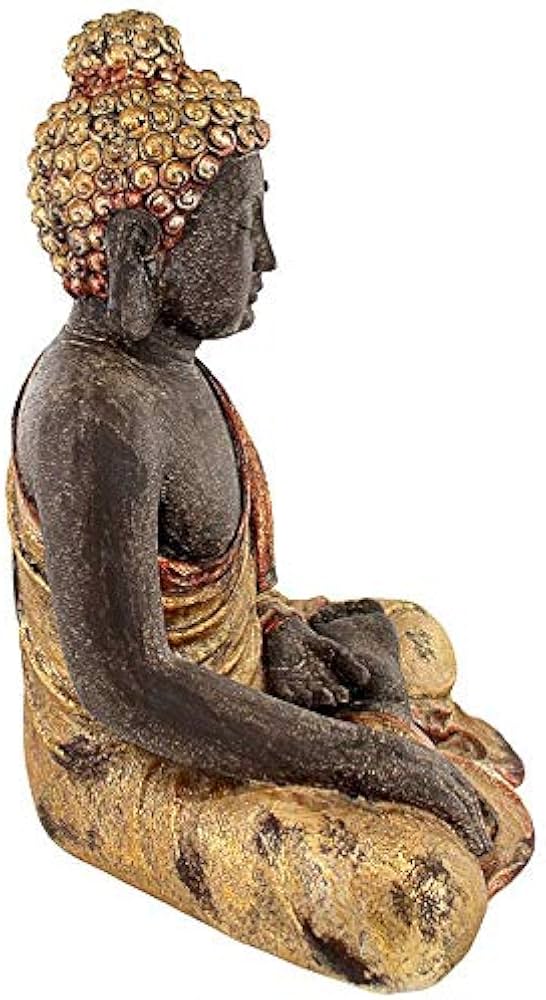 Design Toscano Awakened One Asian-Style Decor Garden Statue, 19 inches Wide, 23 inches Tall, Handcast Polyresin, Black  Antique Gold Finish