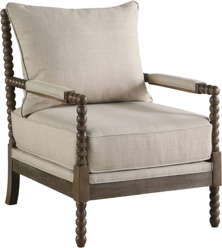 Coaster Home Furnishings Blanchett Cushion Back Accent Chair Beige and Natural