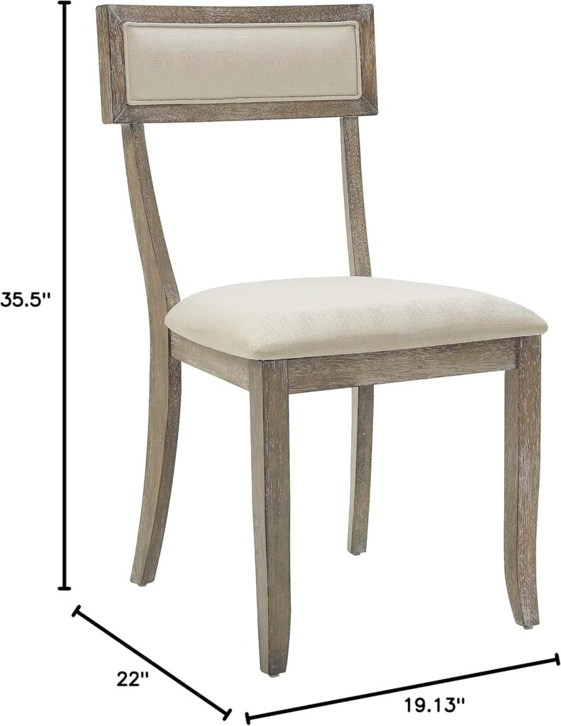 Crosley Furniture Alessia Traditional Upholstered Wood Klismos Dining Chairs Set of 4, Kitchen Chair, Rustic Gray Wash/Crème