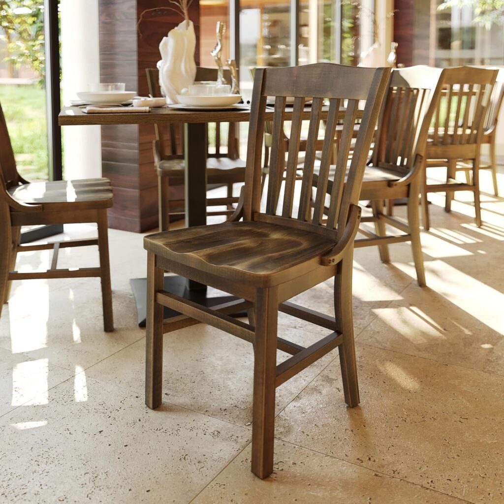 Flash Furniture Hercules School House Back Metal Restaurant Chair - Antique White Wood Seat - Black Frame