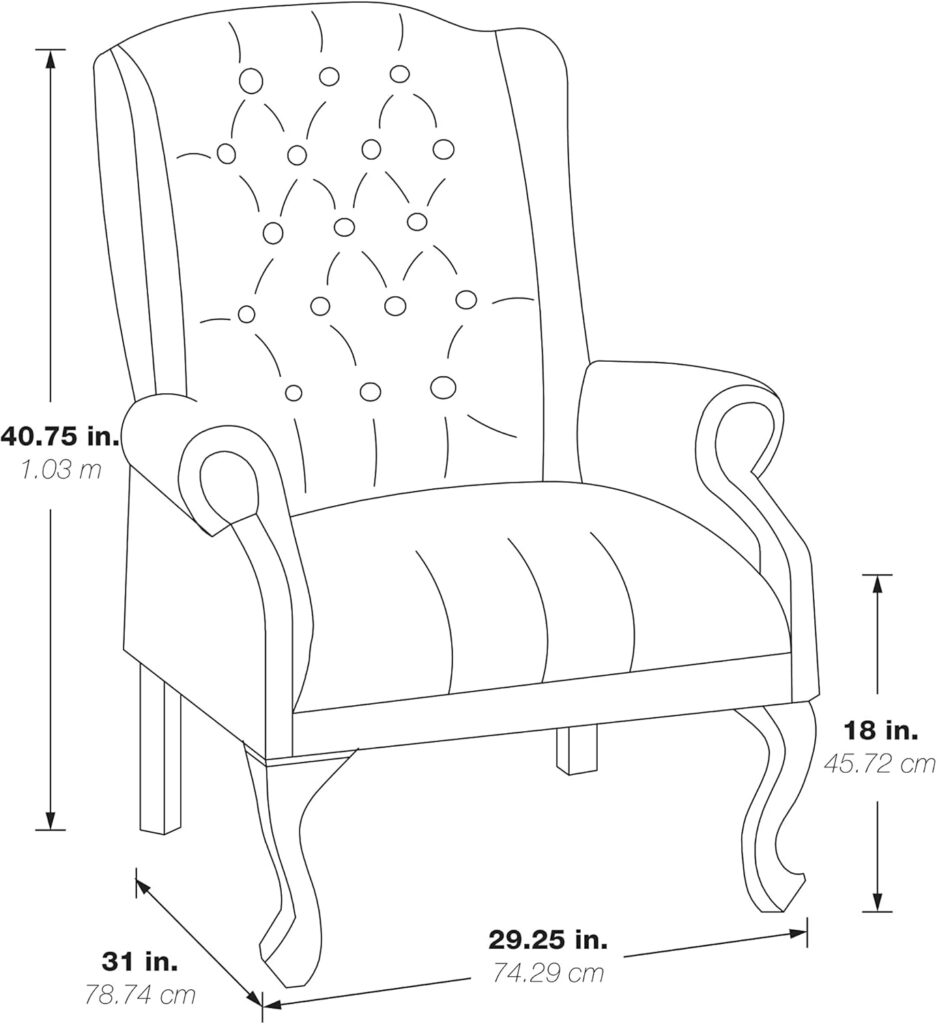 Office Star TEX Traditional Queen Anne Style Chair with Thick Padded Seat and Lumbar Support Back with Royal Cherry Finish Wood Legs, Jamestown Oxblood Vinyl