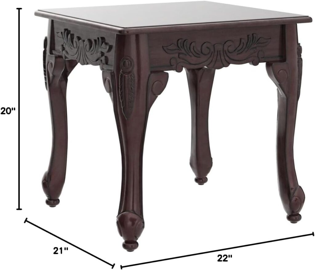 Roundhill Furniture Traditional Ornate Detailing Wood End Table, Dark Cherry