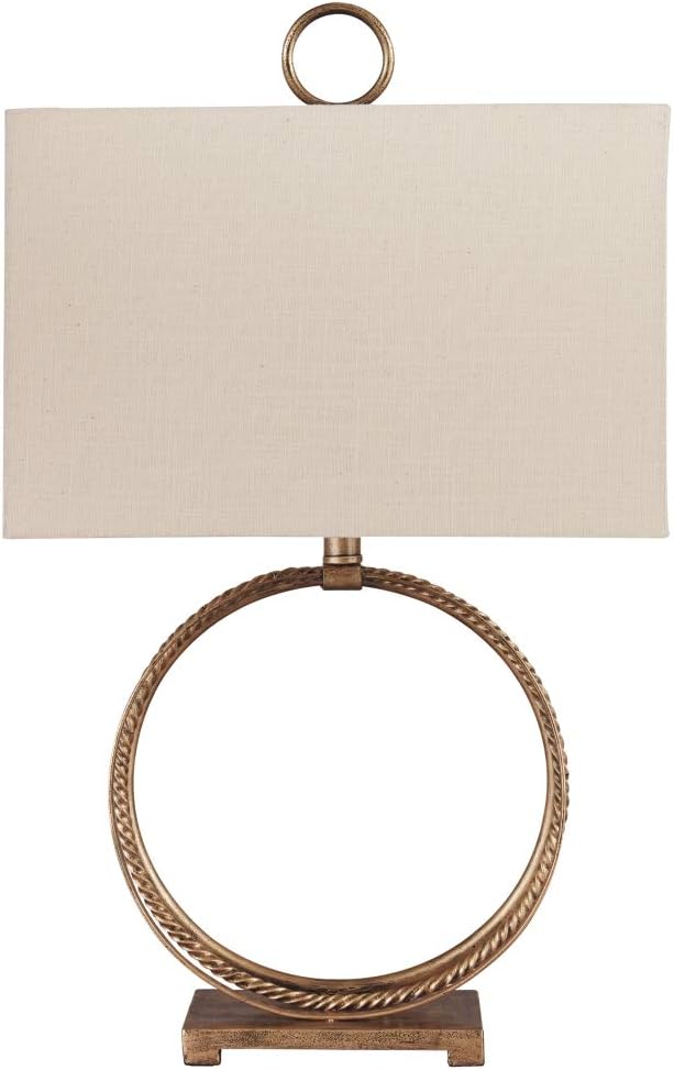 Signature Design by Ashley Mahala Traditional 28 Braided Metal Round Single Table Lamp, Antique Gold  Copper