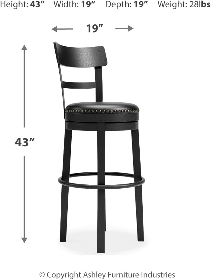 Signature Design by Ashley Valebeck Rustic Farmhouse 24.5” Counter Height Swivel Bar Stool, Brown