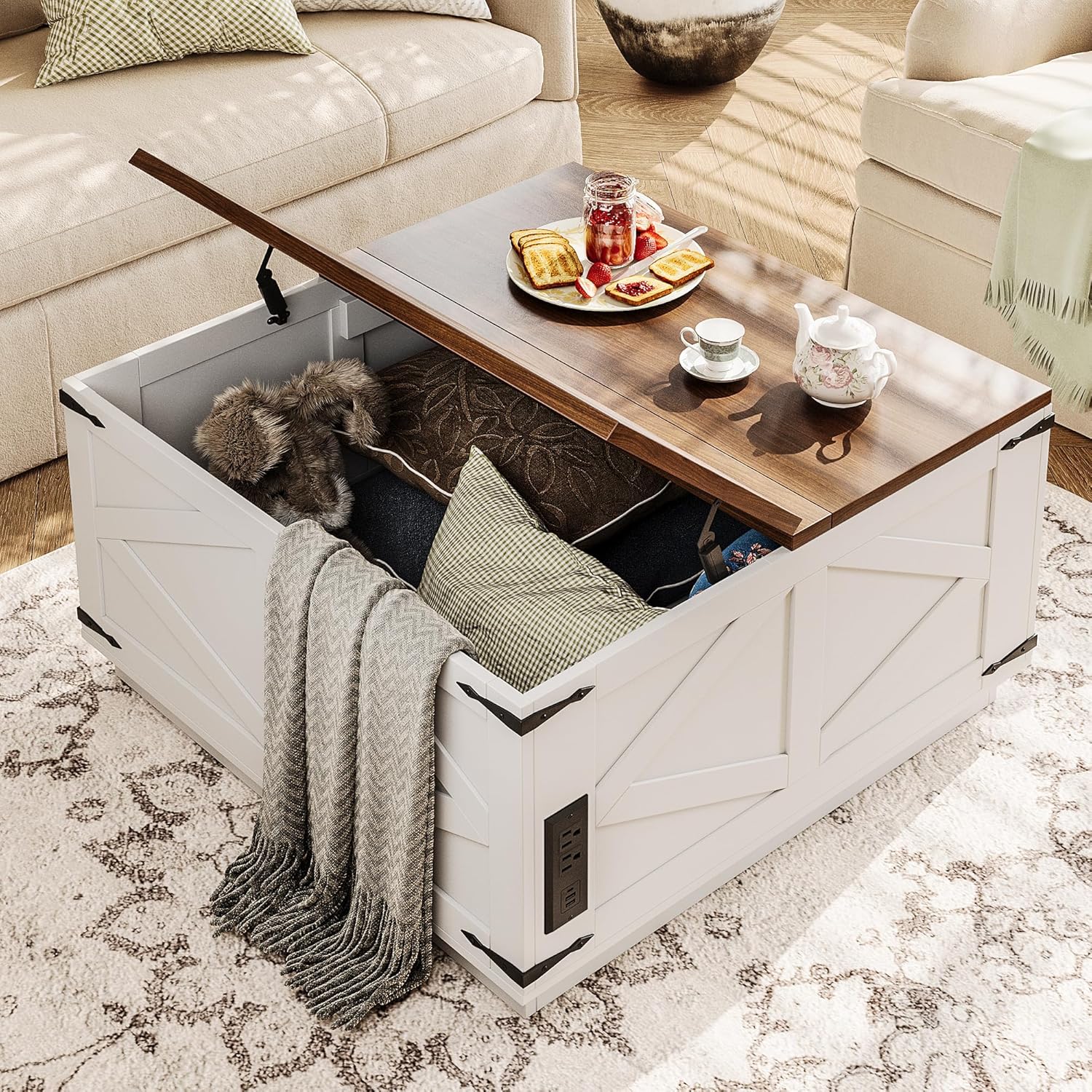 Farmhouse Coffee Table with Storage Review - Fresh Space Decor
